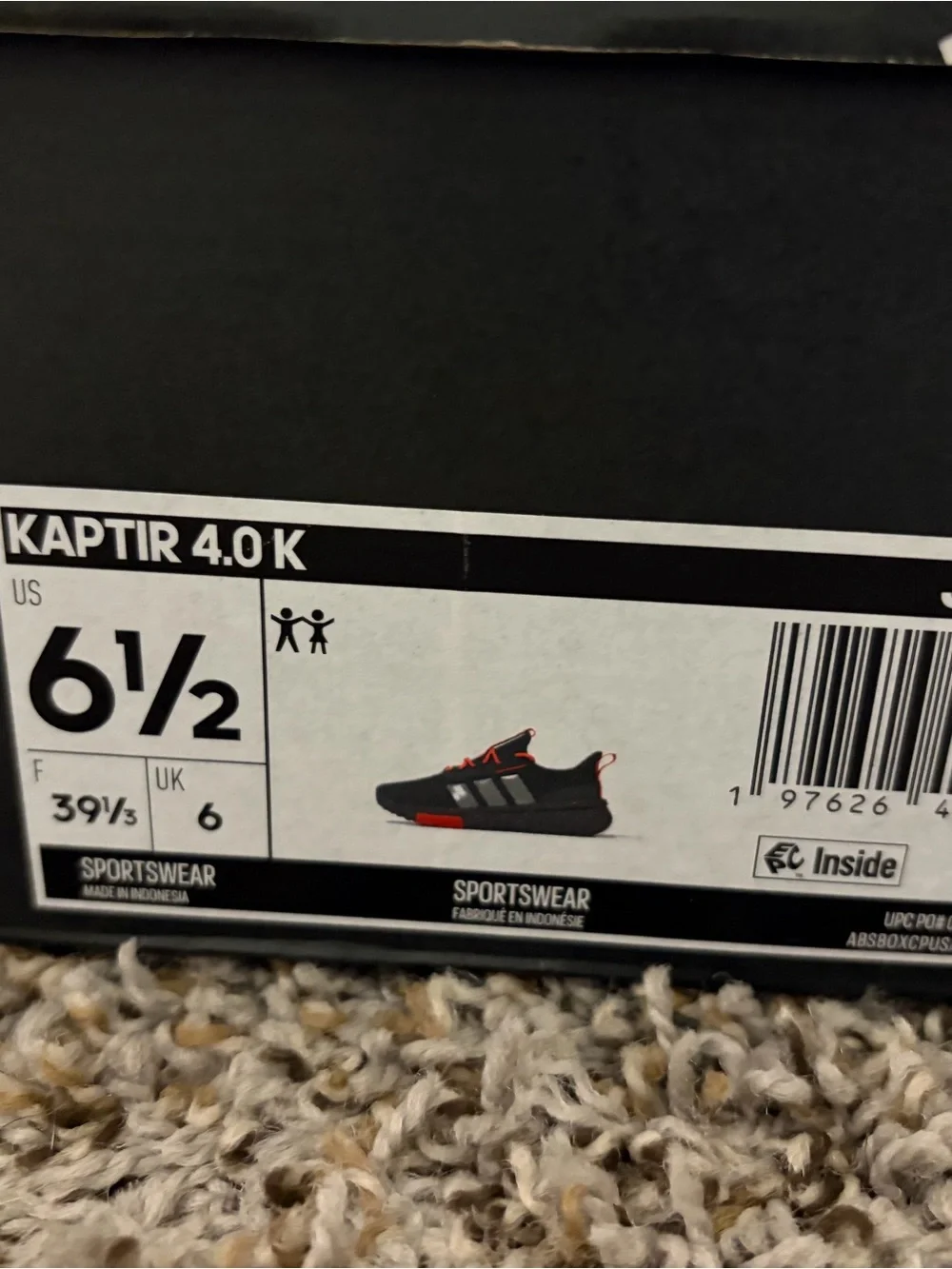 Adidas Kaptir Youth 6.5 Women’s 7/7.5 Grey with Orange Brand New